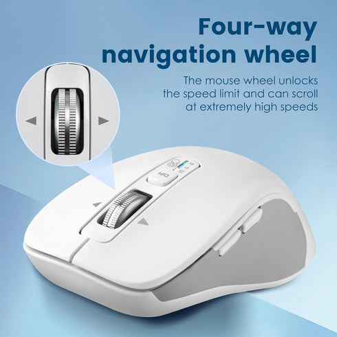 Wireless Bluetooth Mouse (USB + BT1 + BT2), Full Size, Multi-Device Silent Mouse for Computer, Laptop, iPad, MacBook