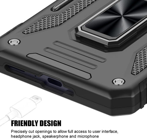 Samsung Galaxy A35 5G Case, Shockproof with Sliding Camera Cover & Ring Holder Kickstand, Black