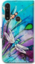 Case for Moto G Power 2020, Cute Dragonfly Leather Flip Wallet Case Cover with Card Slot Holder