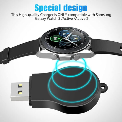 Portable USB Wireless Charger Keychain for Samsung Galaxy Watch 8 7 6 5 Accessories (Black)