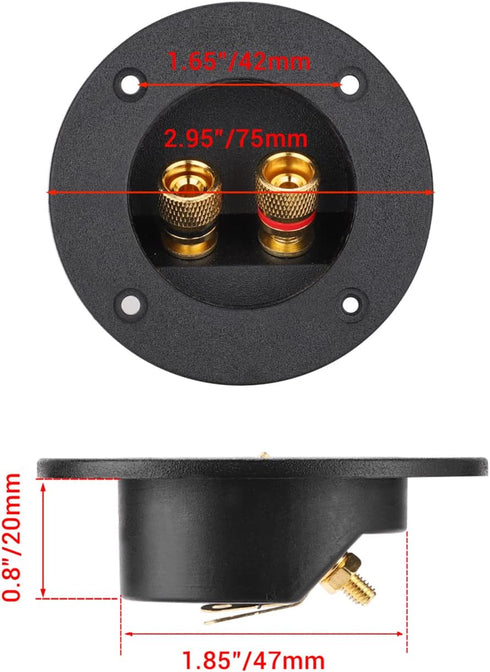 Facmogu 2PCS 3 Inch Round Speaker Box Terminal Cup - 2-Way Binding Post, Power Speaker Plates for DIY Kits