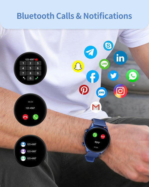 RIVERSONG Smartwatch for Men Women (Answer/Make Call), 1.52" Fitness Watch with Monitor Tracker for Health Fitness (Heart Rate/Sleep/Blood Oxygen), AI Voice, Smart Watch for Android iPhone, Navy Blue