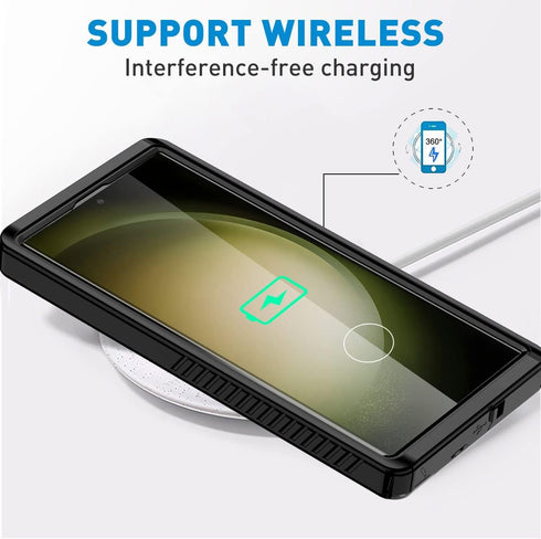 AICase Waterproof Case for Samsung Galaxy S23 Ultra, Full Body Rugged Transparent Phone Case with Built-in Screen