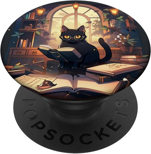 PopSockets Standard PopGrip Book Lover Cat Owner Bookworm Reading Literature Librarian