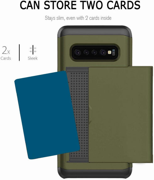 Galaxy S10E Case, Ultra-Thin Shockproof Silicone Cover with Credit Card Holder Slot for Samsung Galaxy S10E (Army Green)