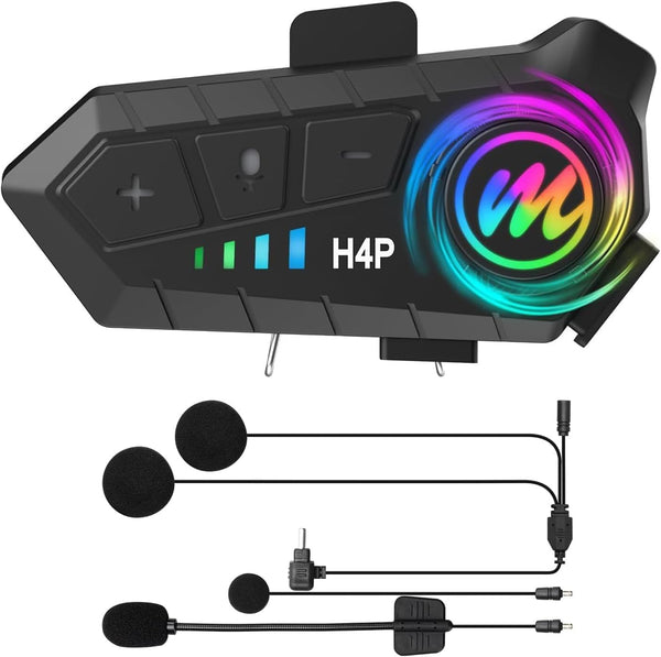 Moman Motorcycle Helmet Headset, H4 Plus Single Use Headphone, Motorbike Helmet Speaker Wireless 5.3 with AI Voice