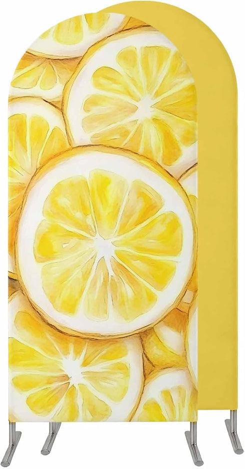 Jnbasdffb Summer Lemon Wedding Arch Cover, Stretchy Spandex Arch Backdrop Stand Covers 7.2