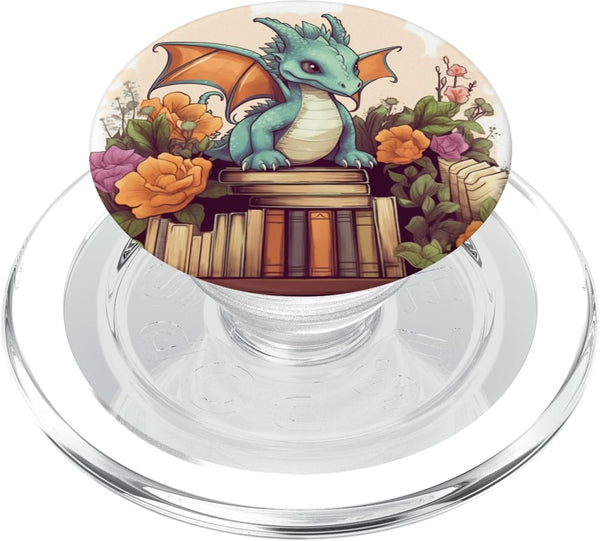Librarian Book Lover Dragon PopGrip for iPhone, MagSafe