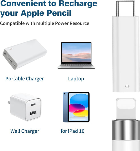 Jelanry Apple Pencil Adapter + 2 Pack Replacement Tips for iPencil, USB-C to Pencil Adapter for 1st Generation