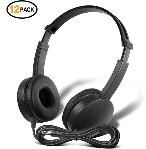 School Headphones for Classroom Students - (KHPC-12B) 12 Packs Black Color Kids' Headphones for School