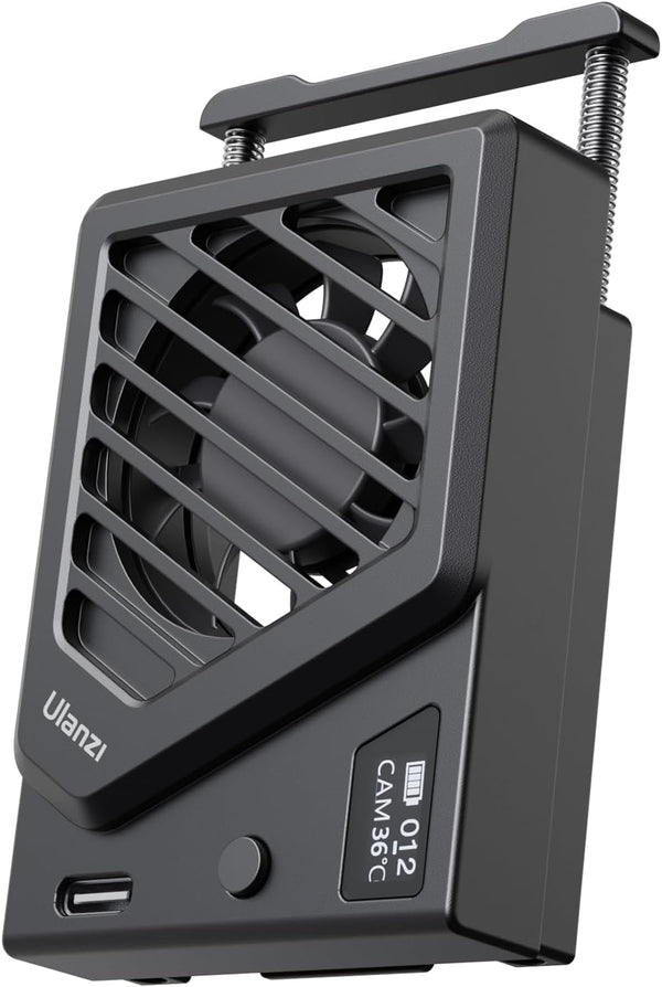 ULANZI Black Camera Cooling Fan, Adjustable Mini Intelligent Cooling Fan with Type-C Charging