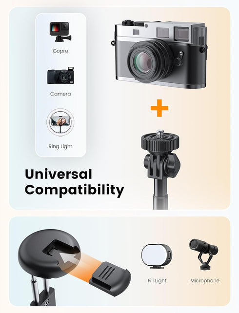 ANXRE 67.7" NT99 Selfie Stick Tripod with Light, Extendable Tripod Stand with Remote for Camera Phone Filming Vlogging