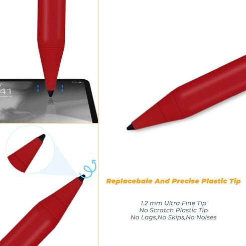 iPad 10th/9th/8th Generation 10.2" Stylus Pencil with Palm Rejection, Type C Charge, 1.5mm POM Tip Active Drawing