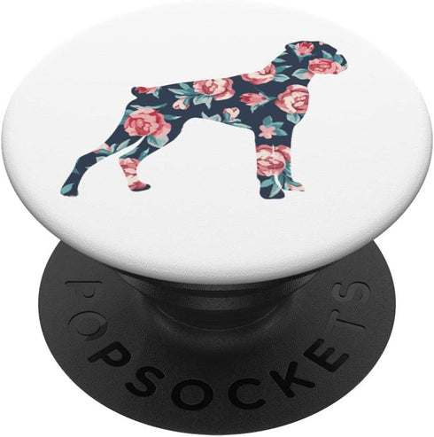 Boxer PopSockets Dog Love Floral Roses Pattern Graphic Swappable Grip for Phones & Tablets