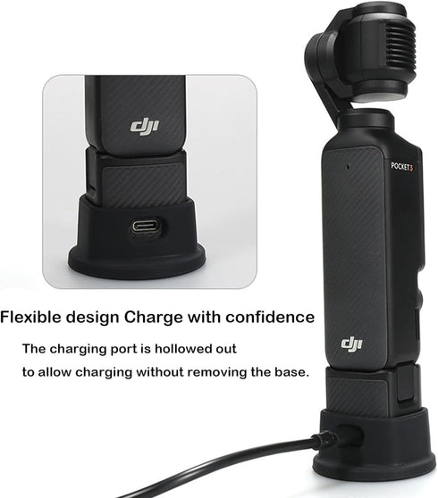 PCTC Silicone Non-Slip Desktop Mount for DJI Osmo Pocket 3, Lightweight and Compact Accessories (Silicone Black/Large)