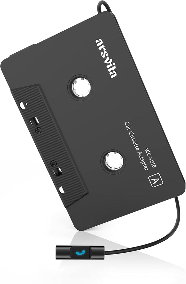 arsvita Bluetooth 5.0 Cassette to Aux Adapter for Car, Hands-Free Call, Charcoal Black