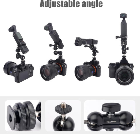 Mechrig 3,Ajustable 360Ball Setup Cold Shoe Mount Expansion Adapter for DJI Osmo Pocket Head for DSLR Hot Shoe