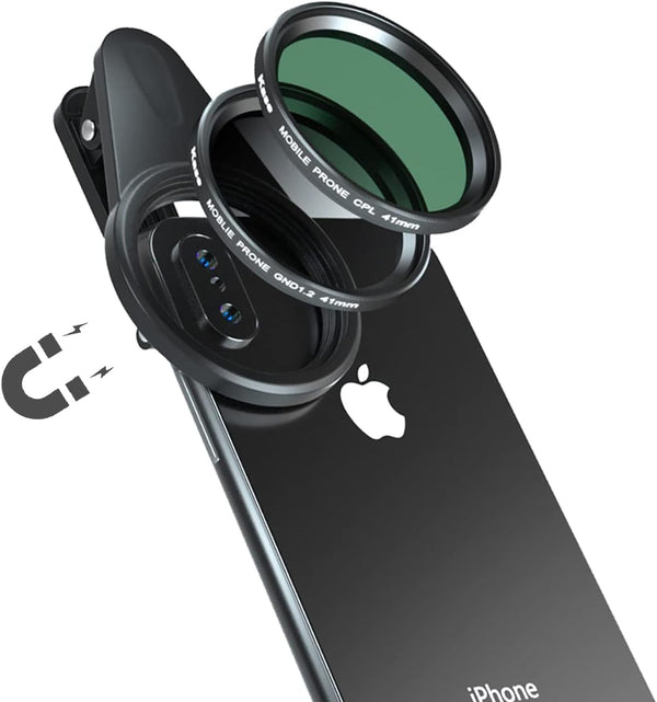 Kase 41mm Magnetic Cell Phone Lens CPL Filter Kit, Includes Circular Polarizer, Soft Graduated ND1.2 Filter, Lens Clip