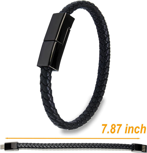 SEANADO Leather Bracelet Charger USB Charging Cable, Portable Travel Charger for iPhone 11, Android, Samsung