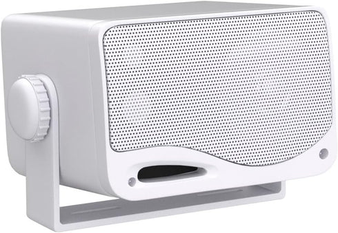 Pyle 3-Way Weatherproof Outdoor Speaker Set, 3.5 Inch 200W Pair of Marine Grade Mount Speakers - PLMR24 (White)