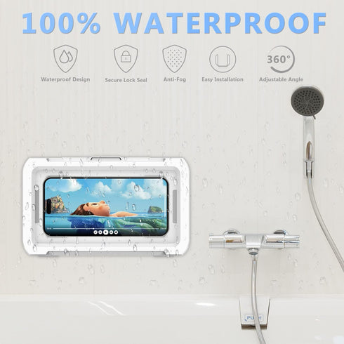 URROY Shower Phone Holder Waterproof, 360° Rotation Case for Bathroom Wall Mirror & Bathtub (Gift for Men Women)