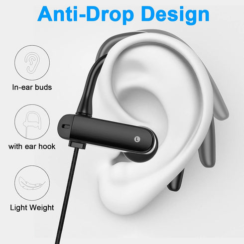 USB Headset with Microphone for PC, 8.2Ft Cord, Wired Earbud Over Ear with Hook, Stereo Noise Cancelling for Laptop