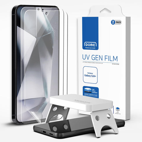 DOME GLASS Whitestone UV GEN Film Screen Protector for Galaxy S24 Plus, Bubble Free, Dust Free Kit, 2 Pack
