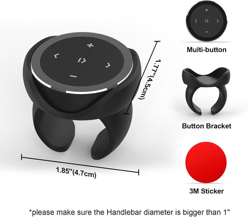 Wireless Bluetooth Media Control Button with Selfie Functionality by UltraConnect - Compatible with iPhone and Android - Perfect for Car & Motorcycle Steering Wheel - Quick & Easy Siri Activat