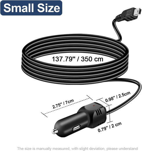Dash Camera Car Charger, Mini USB and Micro USB Interfaces, Driving Recorders Power Cord Universal Car Adapter Power
