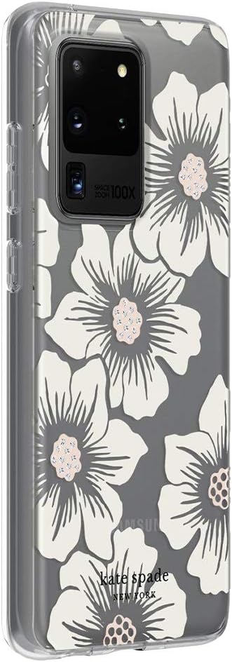 Kate Spade New York Protective Hardshell Case (1-PC Comold) for Samsung Large - Hollyhock Floral Clear/Cream with Stones