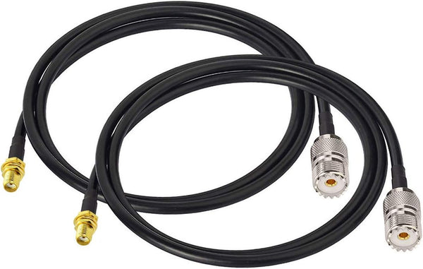 Bingfu Ham Radio Antenna Adapter, SMA Female to UHF SO239 Female RG58 Coaxial Jumper Cable 1m 3 Feet (2-Pack) for