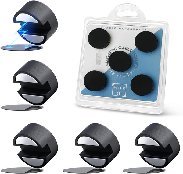 Maveek 5 Pcs Magnetic Cord Holder Cable Management, Strong Cable Clips Magnets Metal