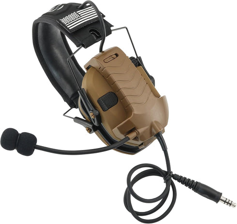Microphone & PTT for Walker's Razor Noise Cancelling Headphones Airsoft (Coyote Brown)