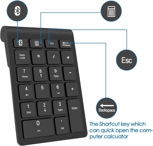Foloda Bluetooth Wireless Number Pads, Portable 22 Keys Numeric Keypad for Laptop, PC
