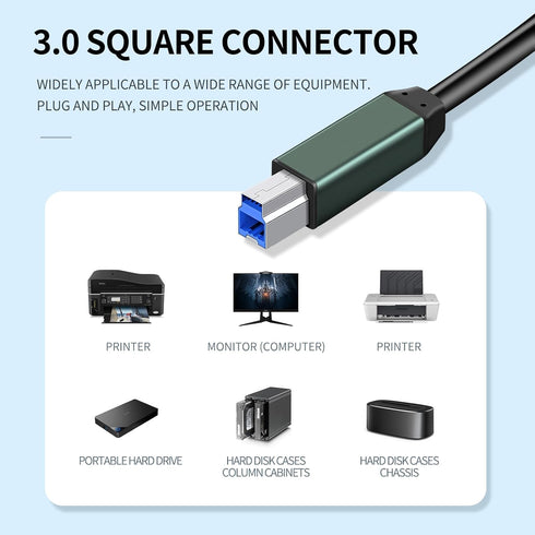 KUMIHO USB 3.0 Printer Cable A Male to B Male, 5Ft/1.5M Compatible with Printers and Scanners
