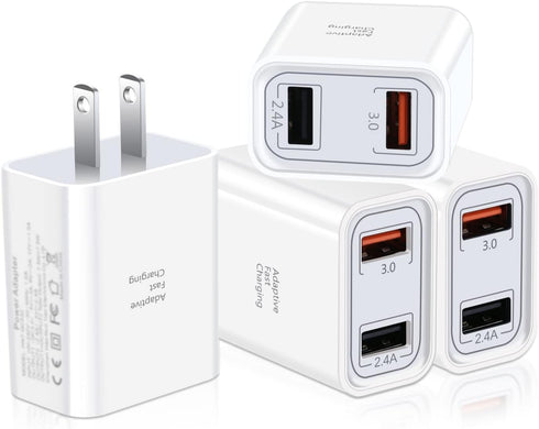 QC 3.0 Wall Charger, Pofesun 4Pack Quick Charge 3.0 Fast Charging Block Adapter, Dual Port USB Plug for iPhone 15 14 13