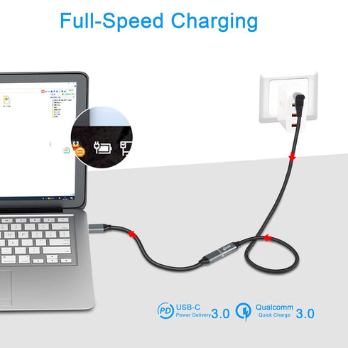 GELRHONR 1M Right Angle USB C Extension Cable, 90 Degree 10Gbps PD 100W USB3.1 Gen2 Male to Female Charging Cord, Up