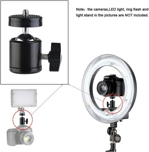 SLOW DOLPHIN 360 Degree Swivel Mini Ball Head Hot Shoe Mount Adapter with 1/4 Tripod Screw for Cameras, 2 Packs
