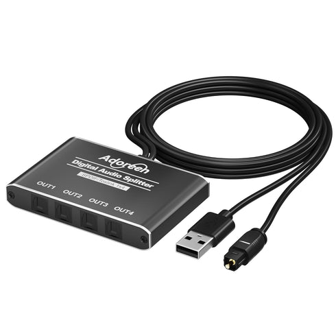 Adoreen 4 Way Digital Optical Audio Splitter 1 In 4 Out Active Toslink