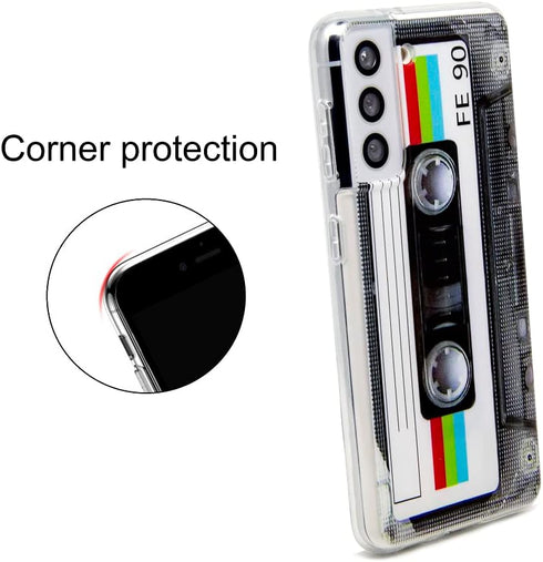 FAteam Shockproof Case for Galaxy S21 5G - Scratchproof TPU Soft Bumper Retro Cassette Tape Compatible with Samsung