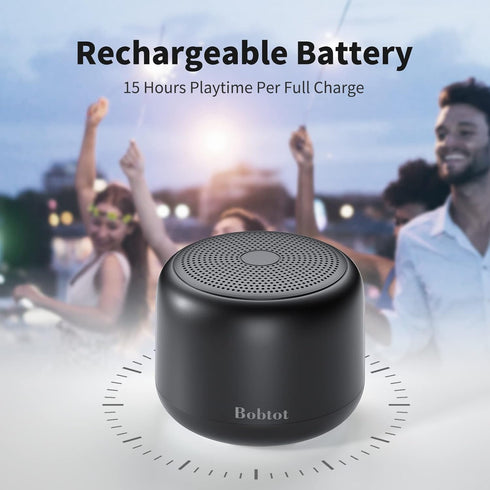 Bobtot Portable Bluetooth Speakers, Waterproof Speaker with Loud Stereo Sound, 15 Hours Playtime, Mini Speaker with