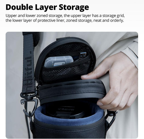 80 155 mm (3.15 6.10 AMBITFUL Thick Camera Lens Pouch Case, Water/Dust/Shock Protection Lens Pouch for DSLR Camera Lens