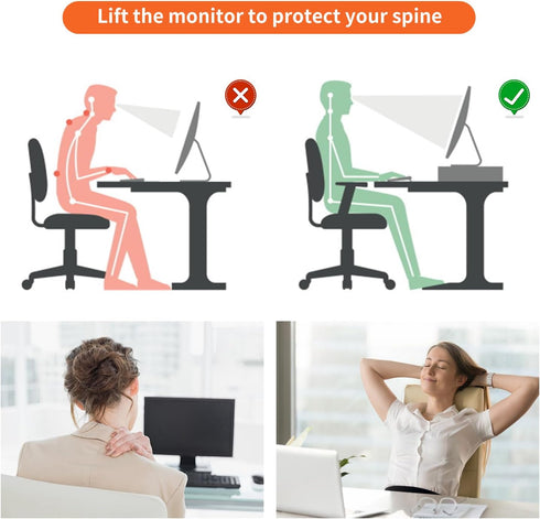 gianotter Desk Computer Monitor Stand Riser - Rose Gold Organizer with Drawer and 2 Pen Holders for Office Supplies