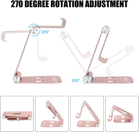 Urmust Cell Phone Stand for Desk Adjustable Foldable Holder for iPhone 15 14 13 12 11 Max Pro Xs Xr X 8 7 6, iPad Mini,