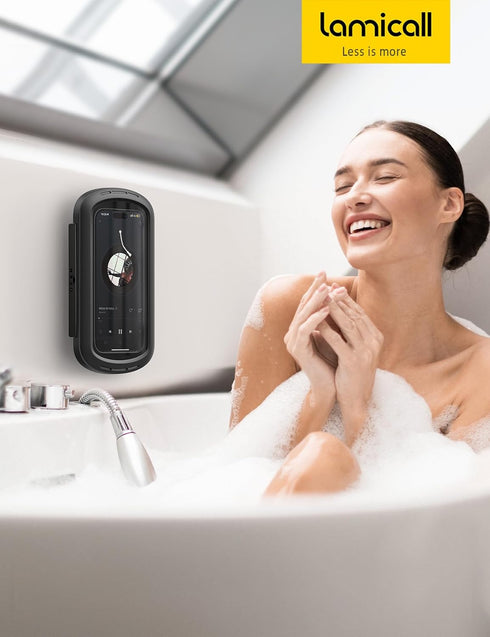 Lamicall Phone(4"-7"), 17 S25 Shower Phone Case Holder Waterproof - Bigger Size for More Shower Bathroom Bathtub Wall