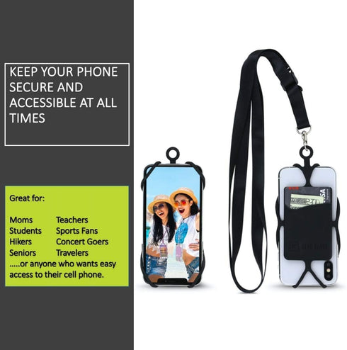 Gear Beast Universal Crossbody Pocket Cell Phone Lanyard, Compatible with iPhone & Galaxy, Black