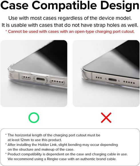 Ringke Holder Link Clear, Strap + Phone Tether Tab, Phone Lanyard for Universal Cell Phone, Crossbody Phone Strap