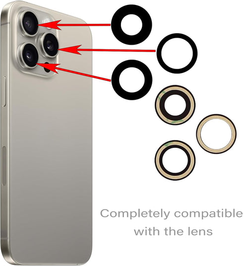 3pcs/Set Rear Camera Lens Replacement for iPhone 15 Pro, Glass Replacement with Pre-Installed Adhesive