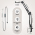 Overhead Phone Mount, Articulating Arm Cell Phone Holder with USB LED Light for Live Streaming, Video Recording