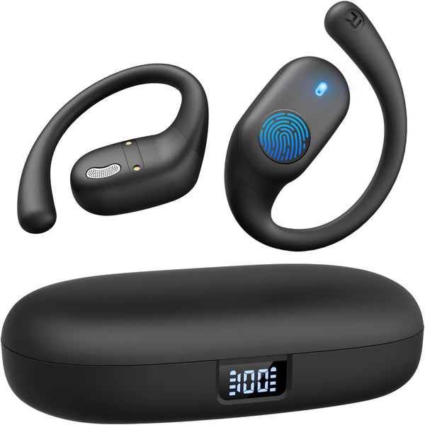 True Open Ear Headphones, Bluetooth 5.3 Sports Headphones with Smart Digital Display, 36H Playtime